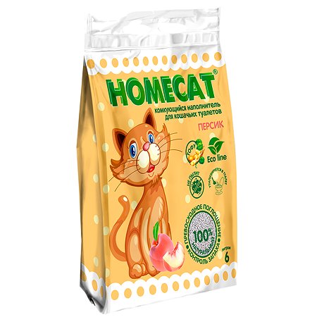 Наполнитель для кошачьих туалетов HOMECAT Ecoline комкующийся с ароматом персика 6л
