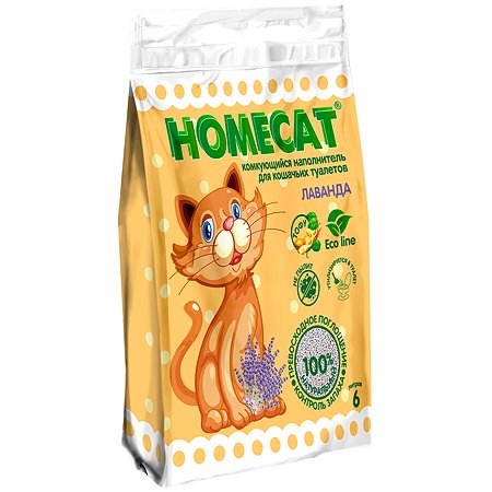 Наполнитель для кошачьих туалетов HOMECAT Ecoline комкующийся с ароматом лаванды 6л