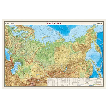Карта России физическая Ди Эм Би 1:7млн ОСН1234519