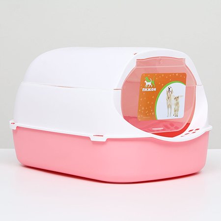 Туалет-домик Пижон с фильтром бело-розовый