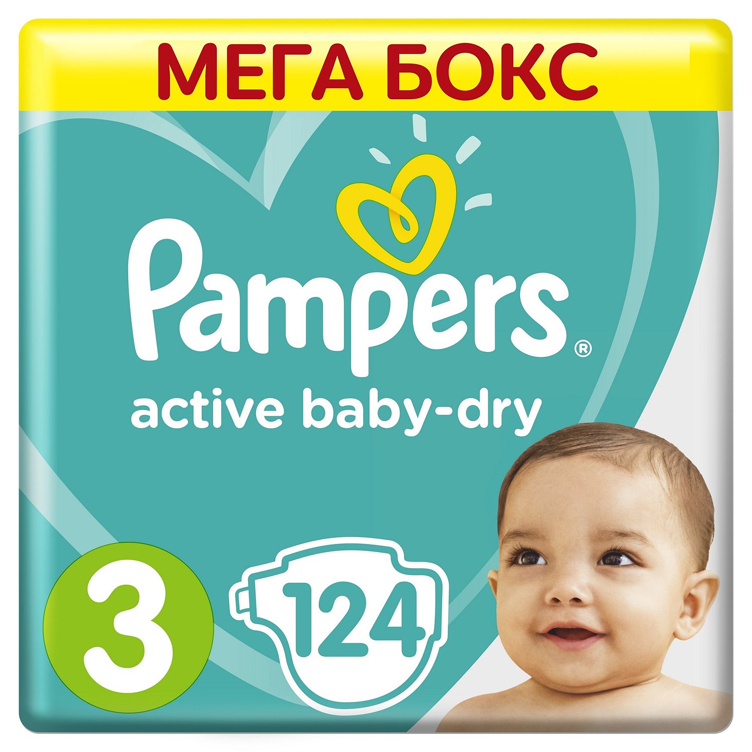 Подгузники Pampers Active Baby-Dry 3 6-10кг 124шт - фото 1