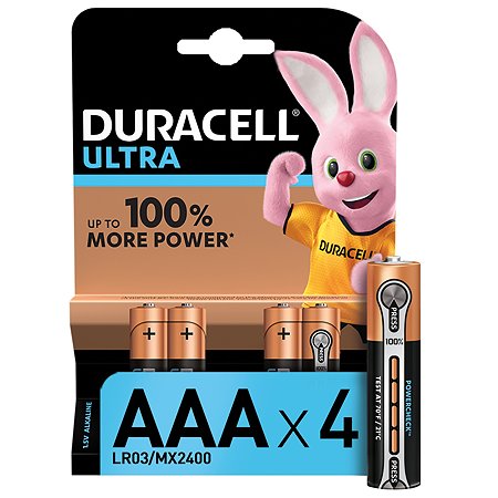 Батарейки Duracell Ultra AAA/LR03 4шт - фото 1