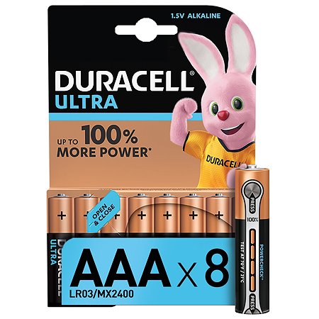 Батарейки Duracell Ultra AAA/LR03 8шт - фото 1