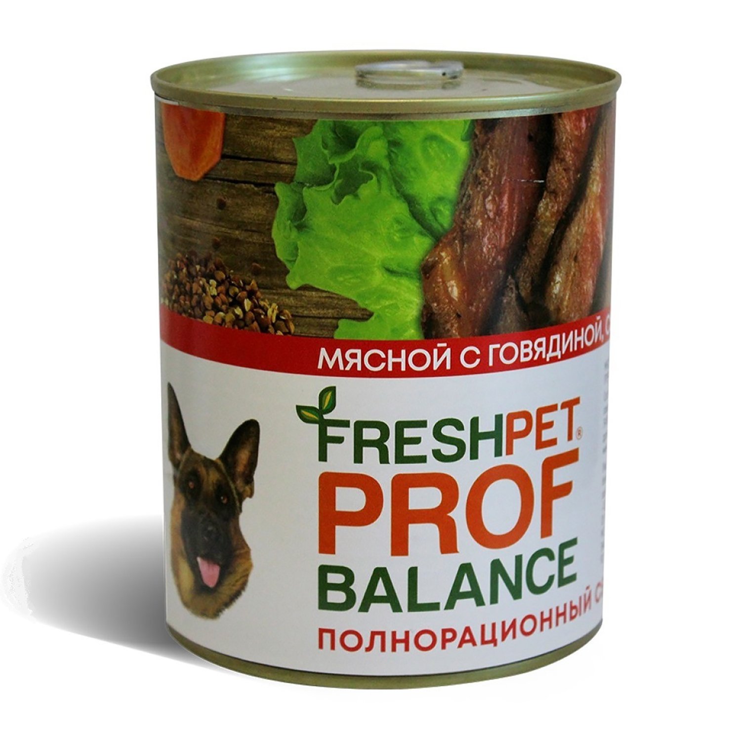 Корм для собак FreshPet Prof Balance с говядиной сердцем и гречкой консервированный 850г - фото 1