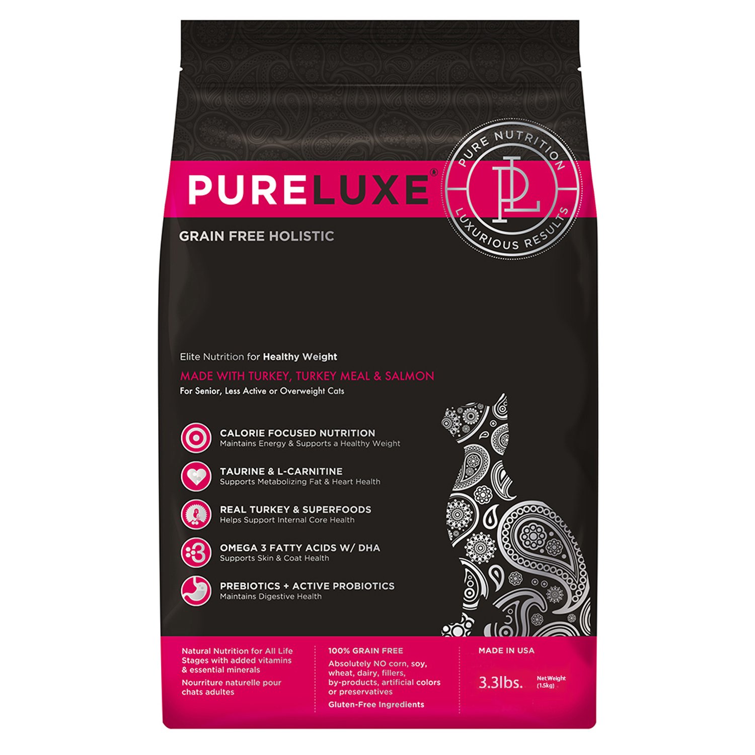 Корм для кошек Pureluxe нормализация веса с индейкой и лососем 1.5кг - фото 1