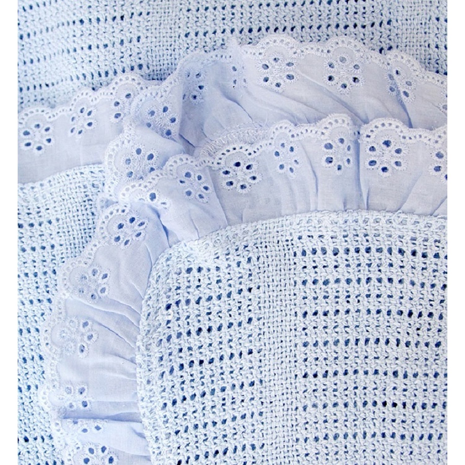 Одеяло вязанное с рюшами Baby Nice Голубое - фото 2