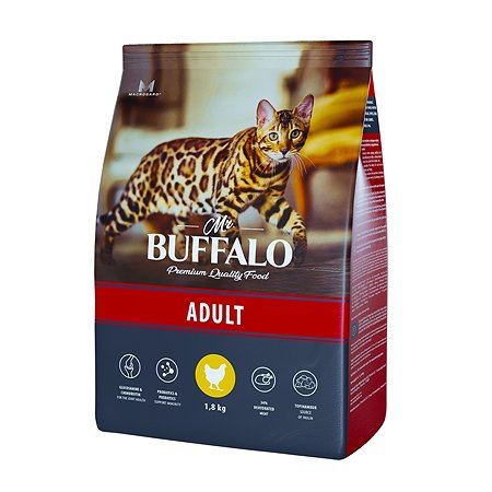 Корм для взрослых кошек Mr.Buffalo Adult с курицей сухой 1.8кг