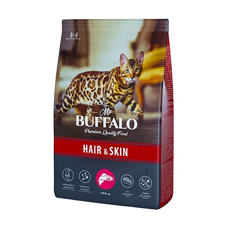 Корм для взрослых кошек Mr.Buffalo Adult Hair Skin для здоровой кожи и красивой шерсти с лососем сухой 400г