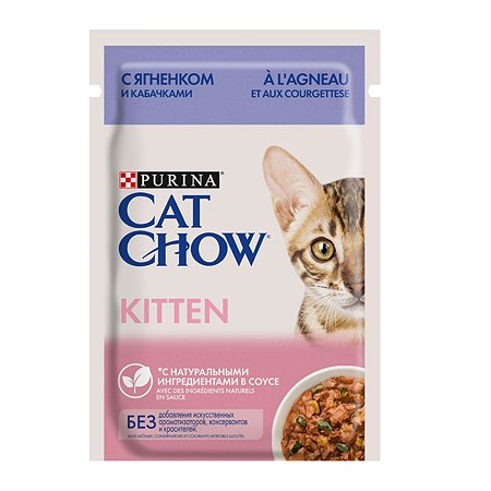 Корм влажный для котят Cat Chow 85г ягнёнок кабачок