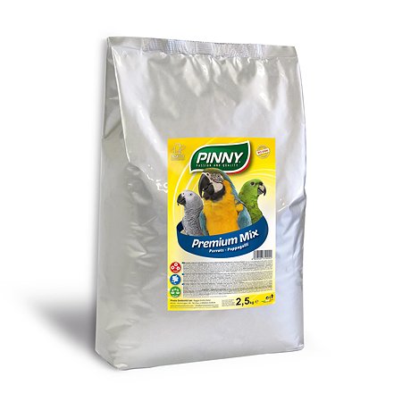 Корм для средних и крупных попугаев PINNY 2.5кг Premium Mix Parrots с фруктами-бисквитом-витаминами - фото 1