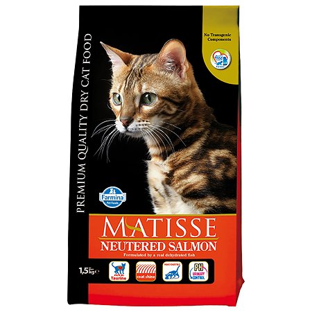Корм сухой для кошек Farmina Матисс 1.5кг с лососем стерилизованных