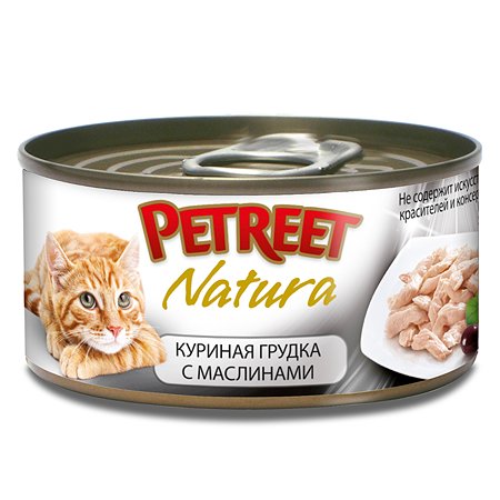 Корм влажный д ля кошек Petreet 70г куриная грудка с оливками консервированный