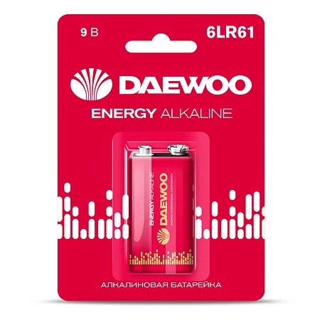Батарейка алкалиновая DAEWOO Energy Alkaline 6LR61 9V Крона 1 шт. 6LR61ЕА-1B - фото 1