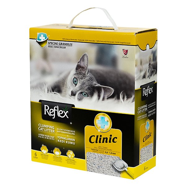 Наполнитель для кошачьего туалета Reflex комкующийся бентонитовый с антибактериальным эффектом 6л