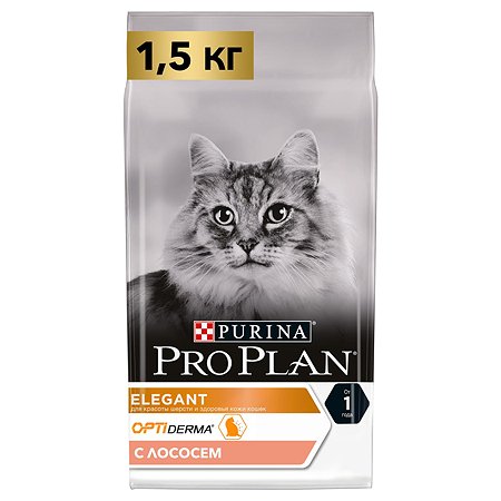 Корм сухой для кошек PRO PLAN 1.5кг с лососем с чувствительной кожей