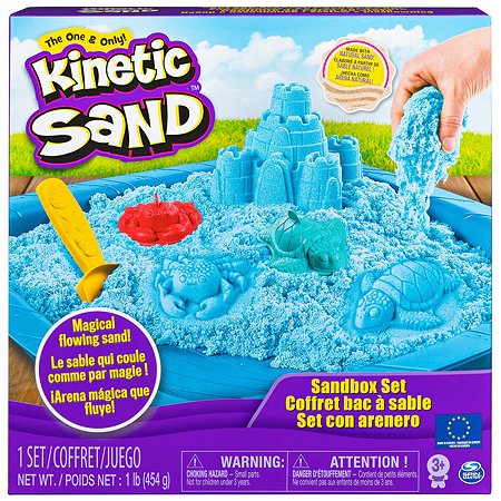 Песок кинетический Kinetic Sand с коробкой и инструментами 454г Blue 6024397/20106636 - фото 1