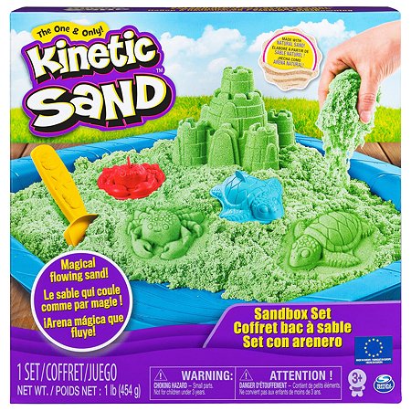 Песок кинетический Kinetic Sand с коробкой и инструментами 454г Green 6029059 - фото 1