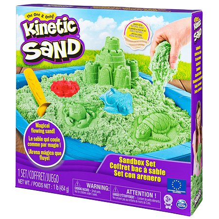 Песок кинетический Kinetic Sand с коробкой и инструментами 454г Green 6029059 - фото 2