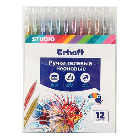 Ручки гелевые Erhaft Studio Металлик 12 цветов MP72200