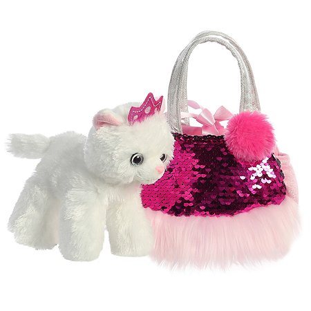 Игрушка мягкая Aurora Кошка в сумке Розовый 181149D - фото 3