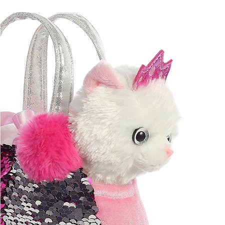 Игрушка мягкая Aurora Кошка в сумке Розовый 181149D - фото 4
