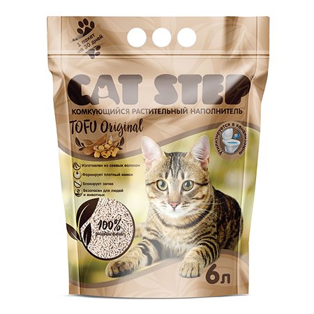 Наполнитель для кошек Cat Step Tofu Original растительный комкующийся 6л