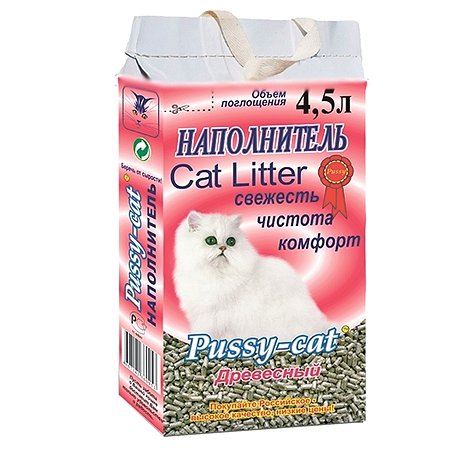 Наполнитель для кошек Pussy Cat древесный 4.5 л