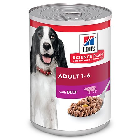 Корм HILLS Science Plan 370г с говядиной для взрослых собак для поддержания мышечной массы и здорового иммунитета консервированный