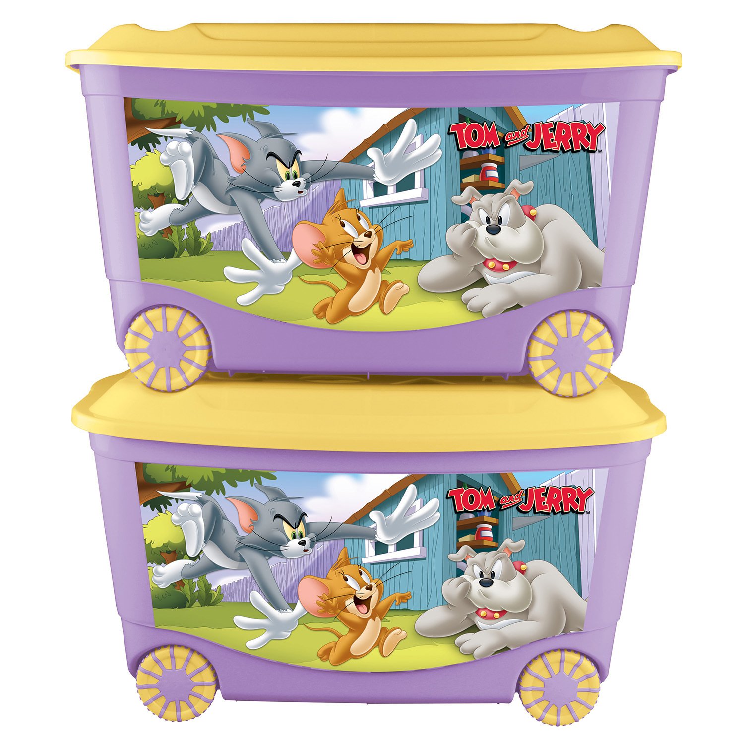 Ящик для игрушек Пластишка Tom and Jerry на колесах с аппликацией Сиреневый - фото 6