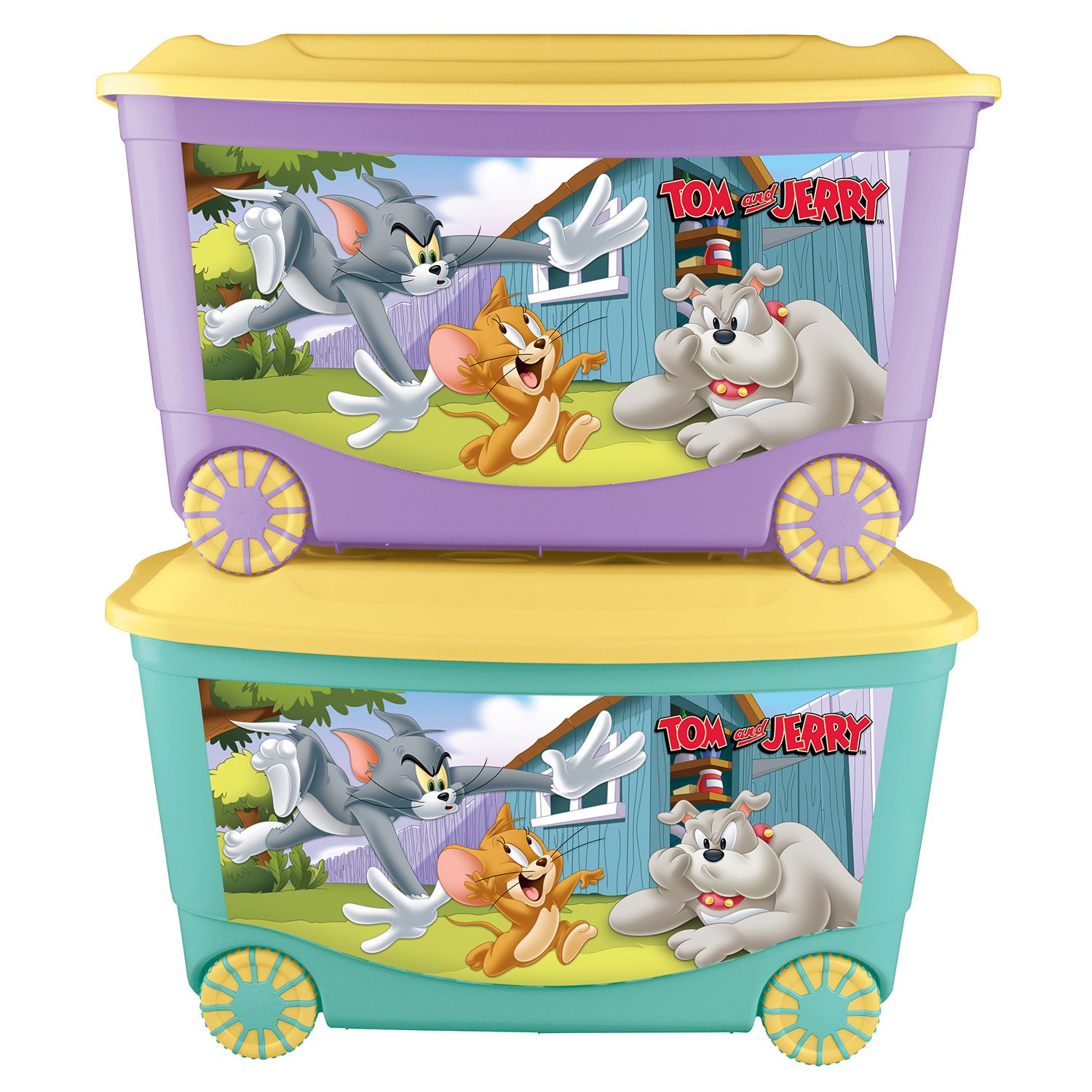 Ящик для игрушек Пластишка Tom and Jerry на колесах с аппликацией Сиреневый - фото 7