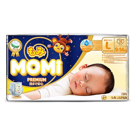 Подгузники-трусики Momi Premium Night L 9-14кг 30шт