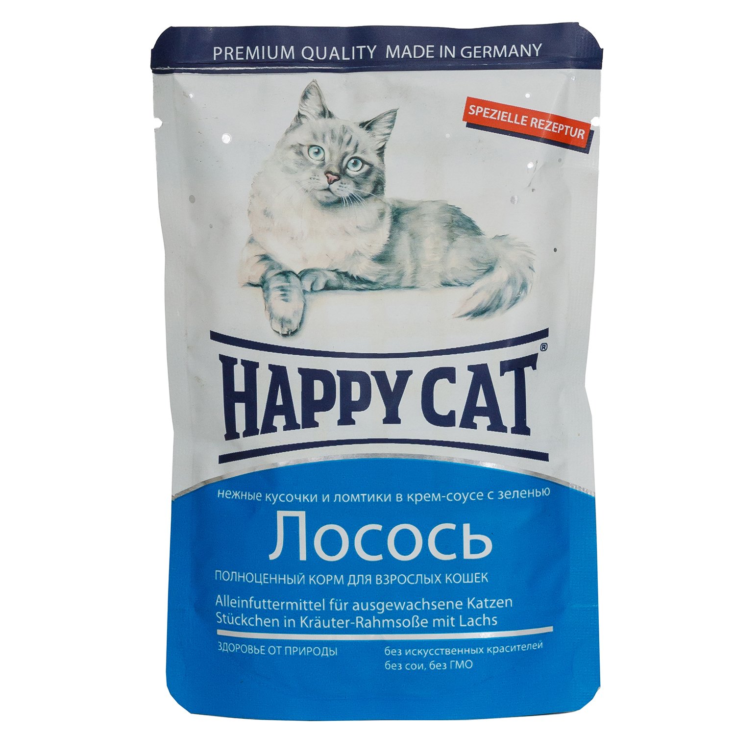 Корм влажный для кошек Happy Cat 100г соус лосось ломтики пауч - фото 1