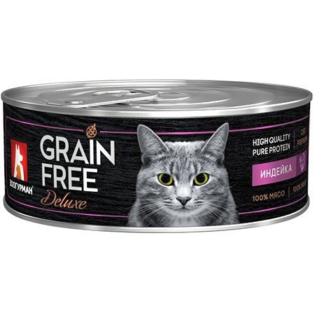 Корм влажный для кошек Зоогурман 100г Grain free индейка консервированный