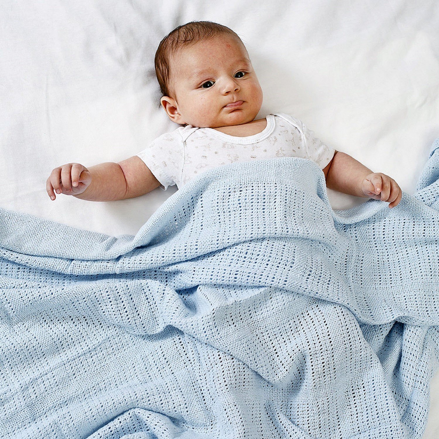 Одеяло вязаное Baby Nice 100х140 голубое - фото 6