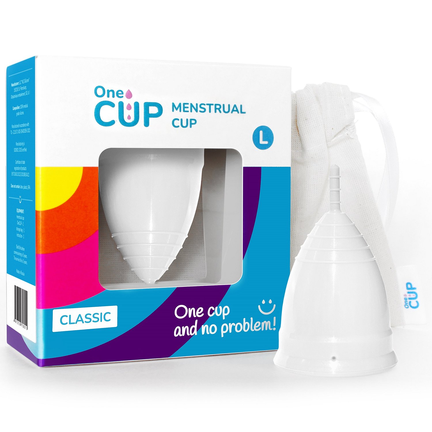 Менструальная чаша OneCUP Classic белая размер L - фото 1