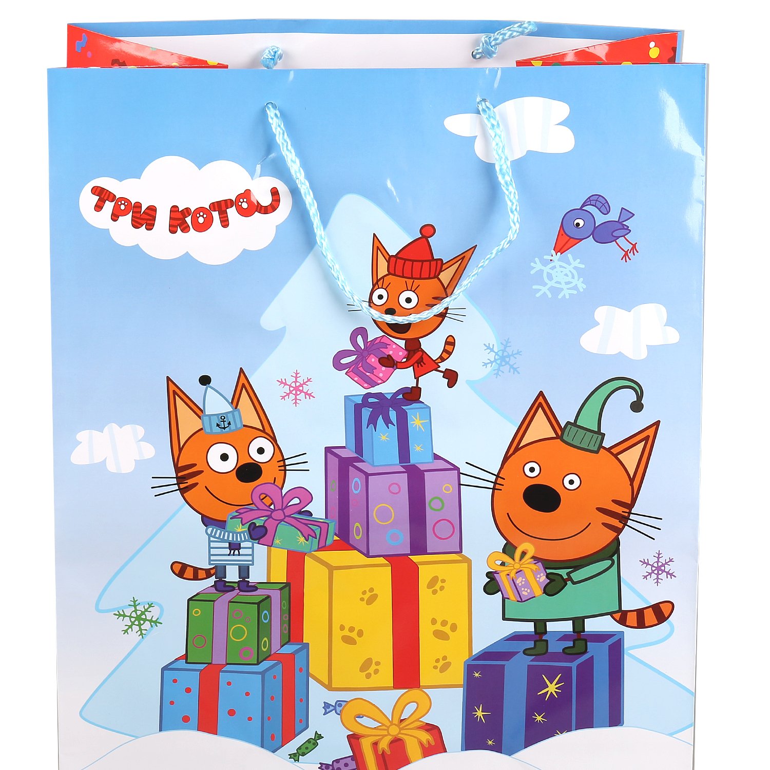Пакет подарочный три кота с праздником 26 32 14см 276902