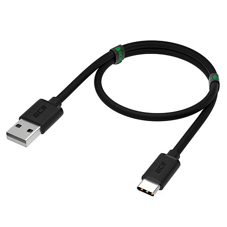Кабель USB GCR 1.5m TypeC быстрая зарядка в черной ПВХ оболочке GCR-53601