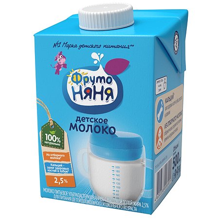 Молоко ФрутоНяня ультрапастеризованное 2,5% 0,5 л от 3 лет