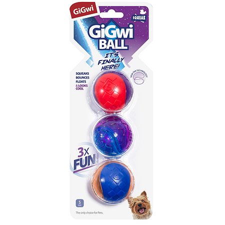 Игрушка для собак GiGwi Мяч с пищалкой 3шт 75326