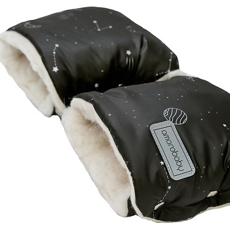 Муфта-варежки для коляски Amarobaby Snowy Travel Космос Черный - фото 5