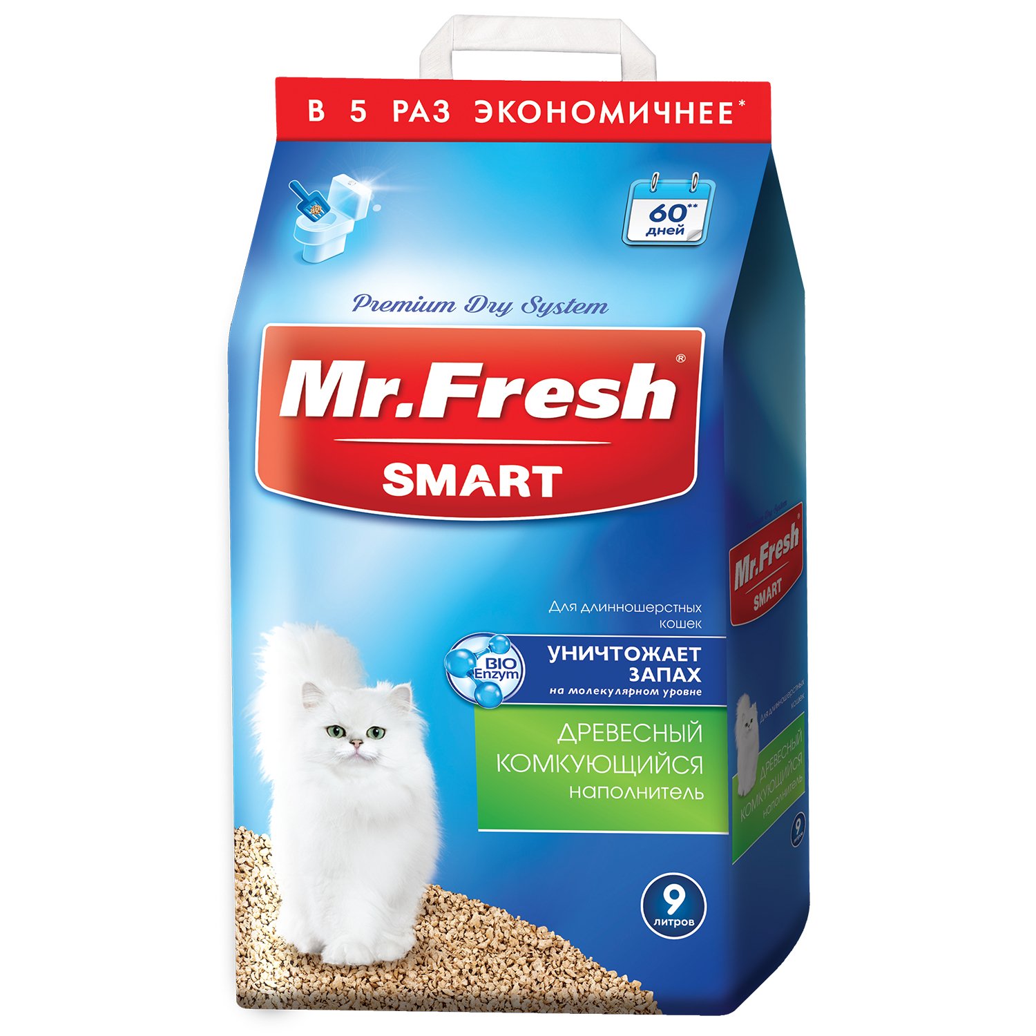 Наполнитель для кошек Mr.Fresh Smart длинношерстных 9л - фото 1