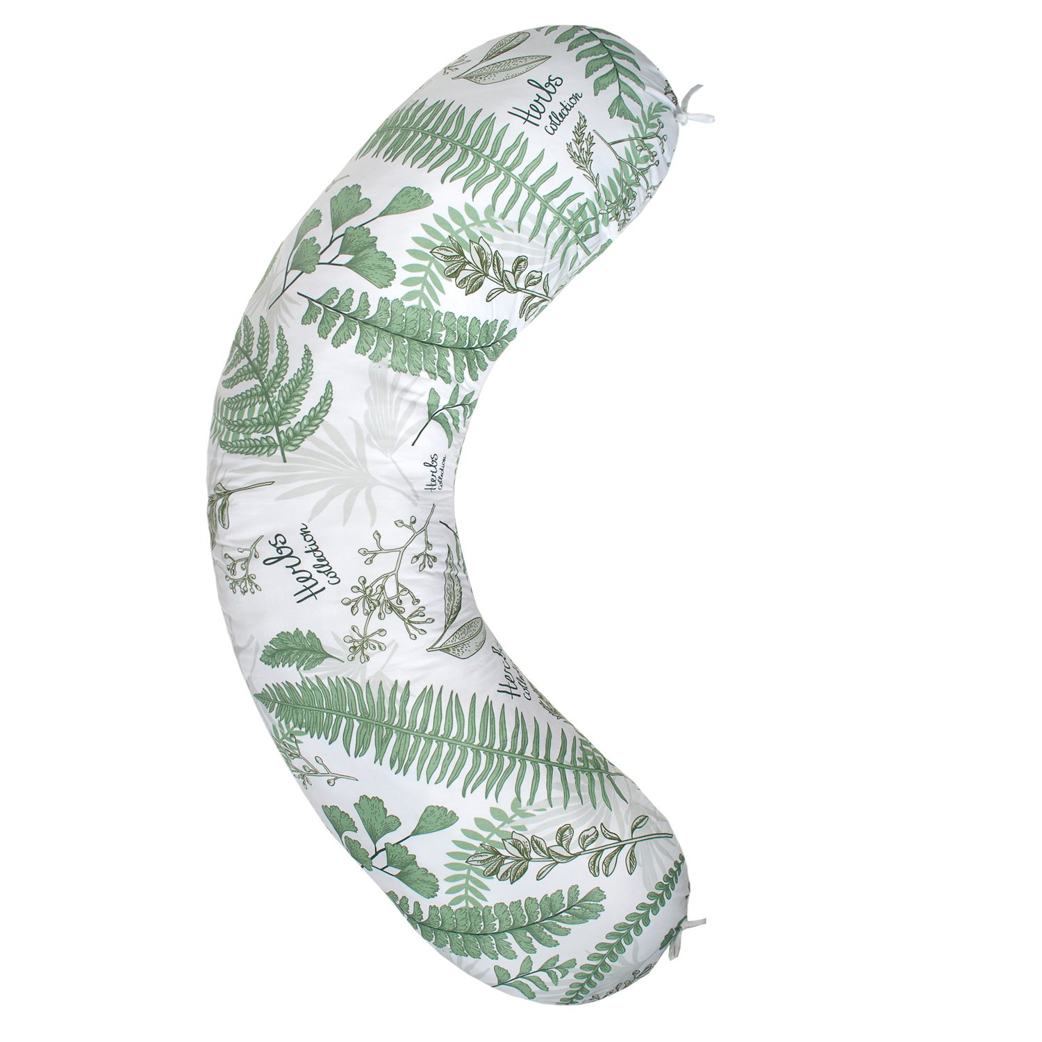 Наволочка к подушке для беременных Amarobaby Exclusive Soft Collection Папоротники Белый-Зеленый - фото 1