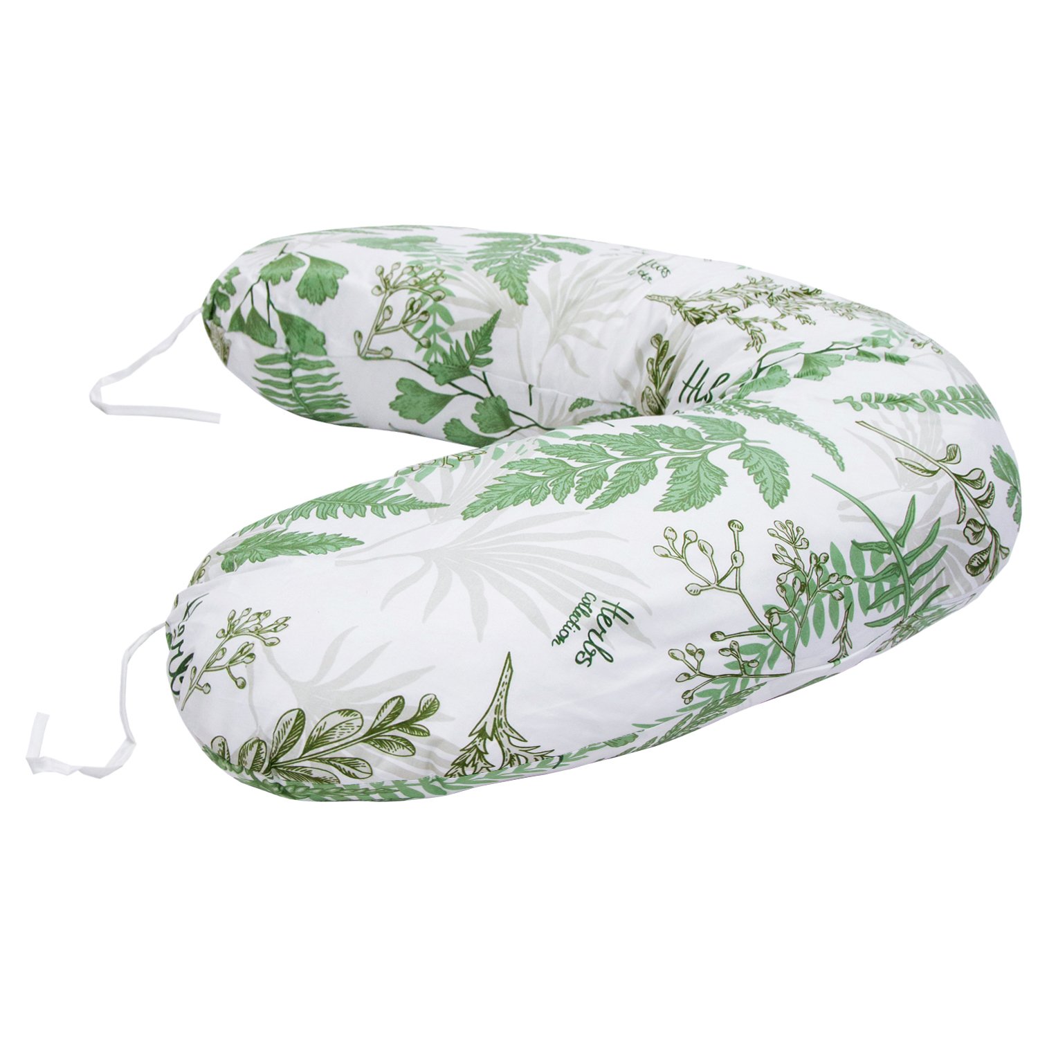 Наволочка к подушке для беременных Amarobaby Exclusive Soft Collection Папоротники Белый-Зеленый - фото 3