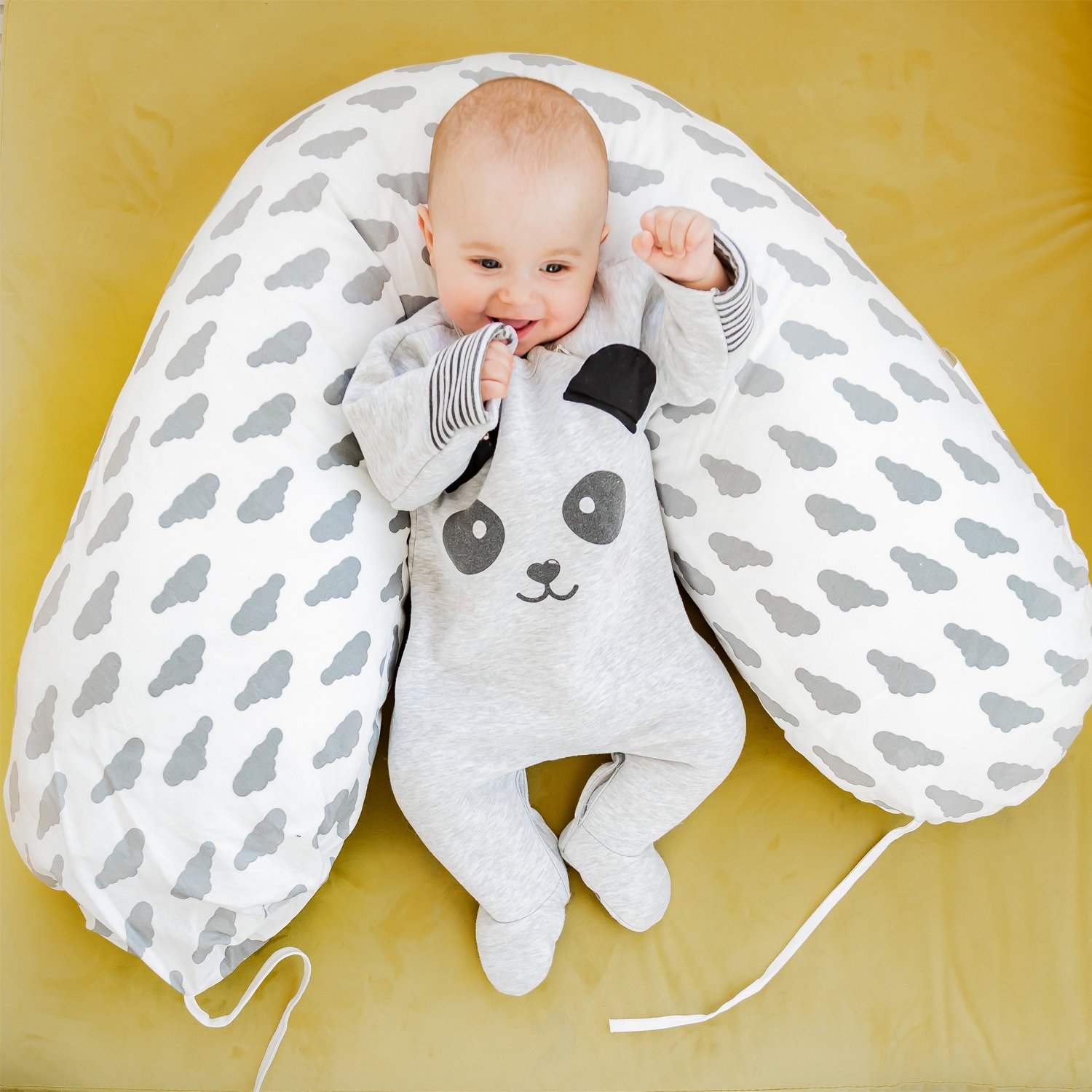 Наволочка к подушке для беременных Amarobaby Exclusive Soft Collection Папоротники Белый-Зеленый - фото 8