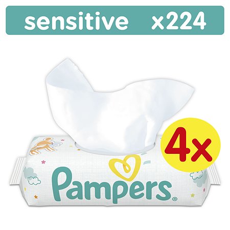 Детские влажные салфетки Pampers Sensitive 224 шт