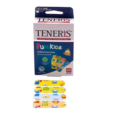 Лейкопластырь TENERIS Fun Kids бактерицидный с рисунками 20шт - фото 4