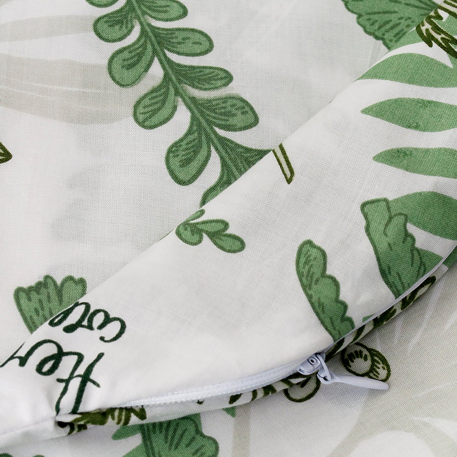 Наволочка к подушке для беременных Amarobaby Exclusive Soft Collection Папоротники U-образная Белый-Зеленый - фото 6
