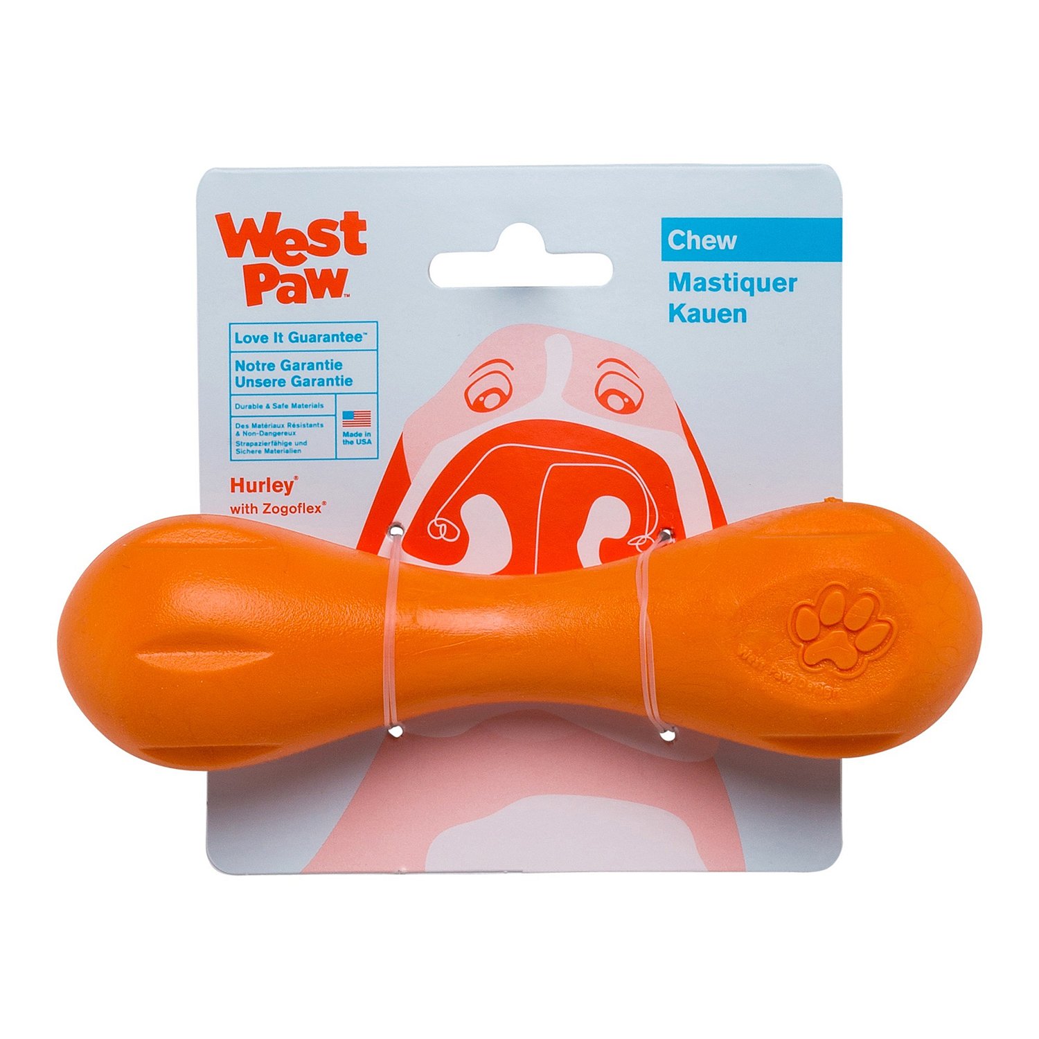 Игрушка для собак West Paw Zogoflex Hurley Гантеля S Оранжевая - фото 2