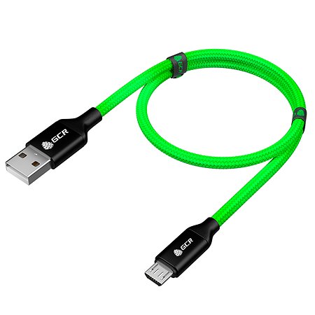 Кабель USB GCR 1.2m MicroUSB в зеленой нейлоновой оплетке GCR-52636