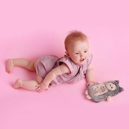 Мягкая игрушка Мякиши грелка с вишнёвыми косточками Котик с метрикой для новорождённых от коликов подарок - фото 3